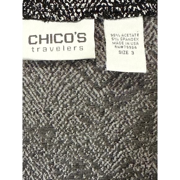 Vtg Chicos Travelers Black Slinky Liquid Knit Faux Wrap Top XL 3 Girl Boss USA - Picture 4 of 8